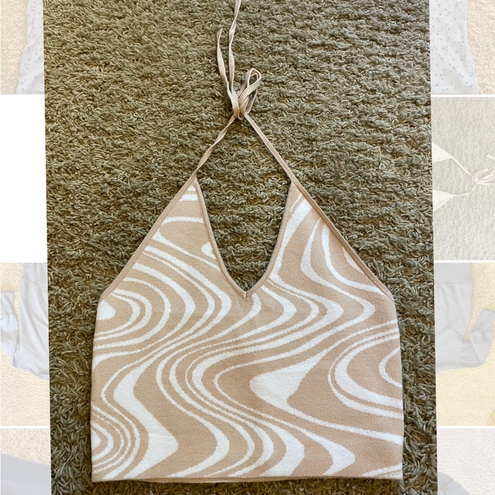 cute going out crop top, light coral and white swirled